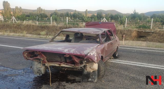 Hurdaya dönen otomobilden sağ çıktı