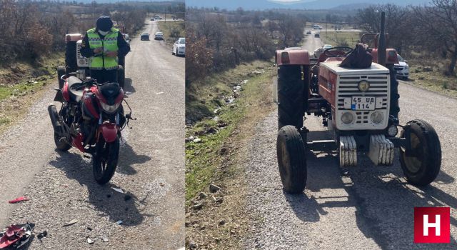 Traktörle çarpışan motosiklet sürücüsü ağır yaralandı