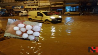 Salihli sağanak yağmur ve doluya teslim oldu