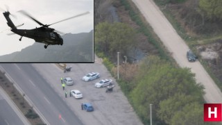 Helikopterle denetimde 10 araç trafikten men edildi